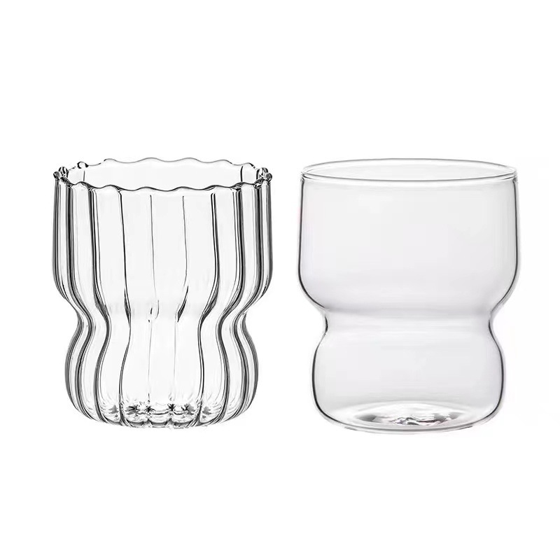 Vertical striped water cup, glass cup, breakfast cup, high borosilicate high-temperature resistant water cup, milk cup, children's breakfast cup Item Picture