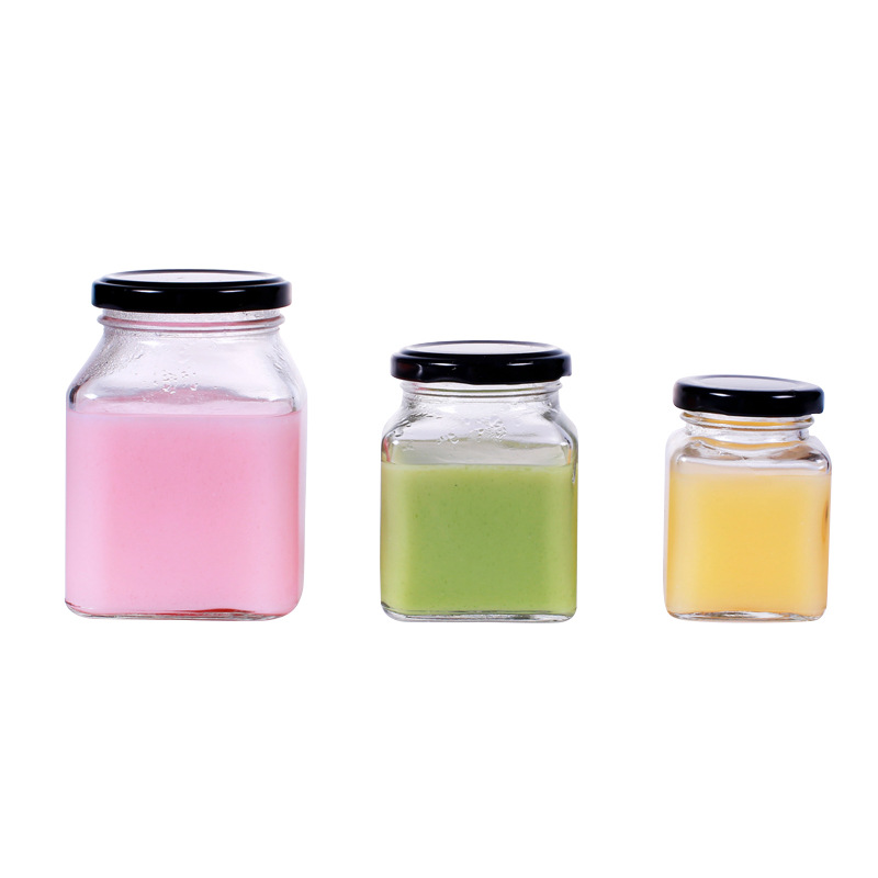 Square glass bottle, pickled vegetable bottle, honey glass bottle, jam, fermented bean curd, chili sauce bottle, sealed bottle Item Picture