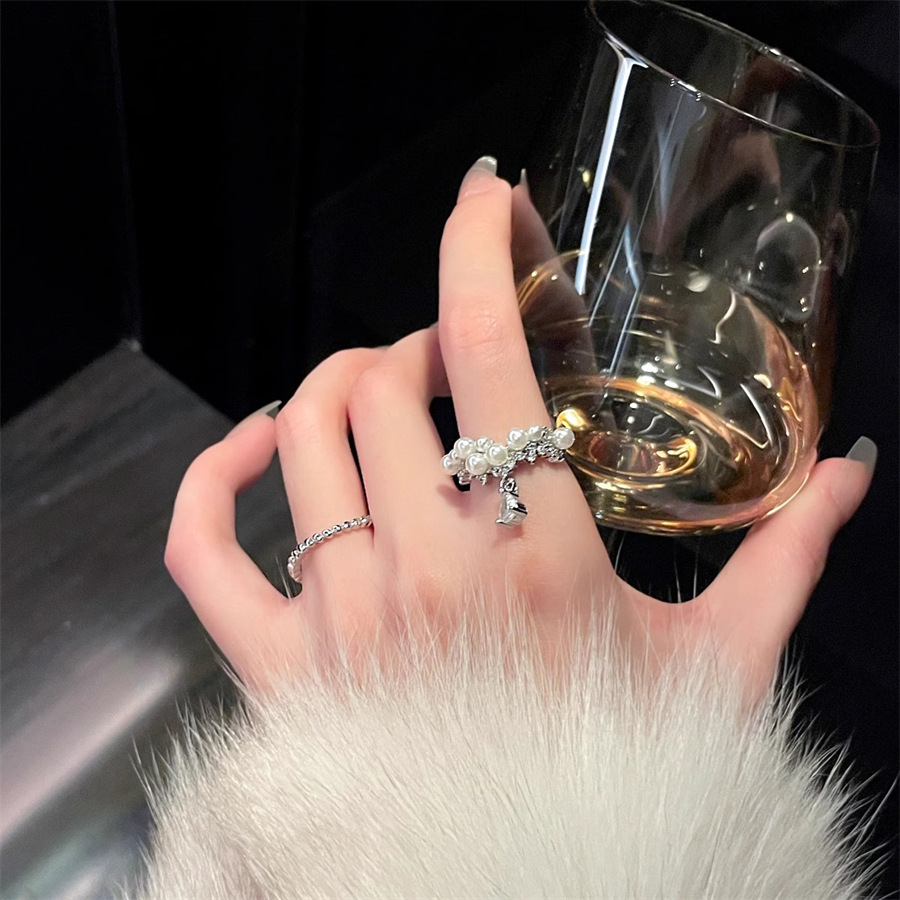 Zircon pearl ring for women 2024 New, unique and niche design index finger ring, light luxury and high-end open ring trend full figure