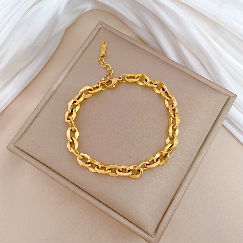 【 All-titanium Steel 】 Hip-hop style chain Dongdaemun Personalized bracelet, retro birthday gift for female Internet celebrity and best friend details Picture