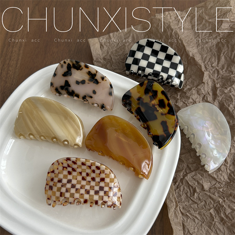 French high-end shell-shaped acetate hair clips, women's back head updo hair grabber, large shark clip, popular hair accessory Specification drawing