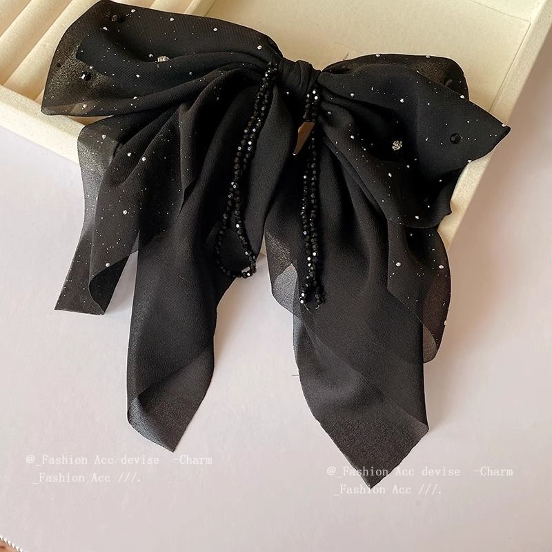 Korean-style multi-layer bow ponytail clip, starry sky pendant hair clip, half hair clip at the back of the head to show hair volume, shark clip Specification drawing