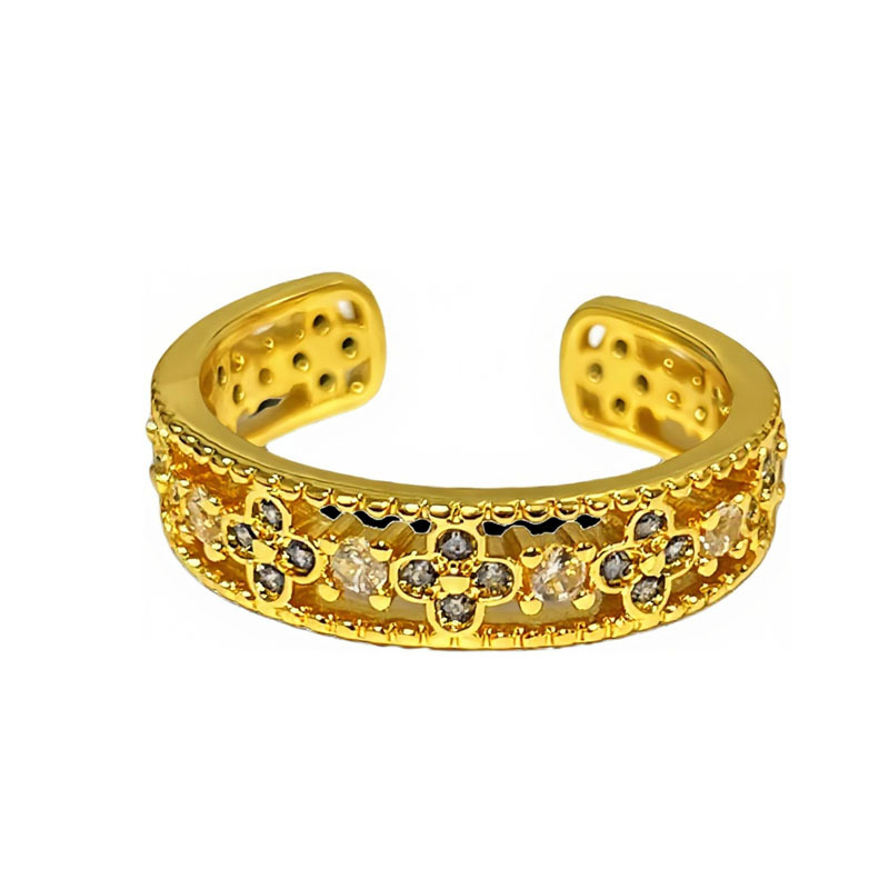 Korean-style, niche, light luxury, and unique double-tassel hollowed-out opening ring, a simple and fashionable ring with a cold and elegant feminine touch full figure