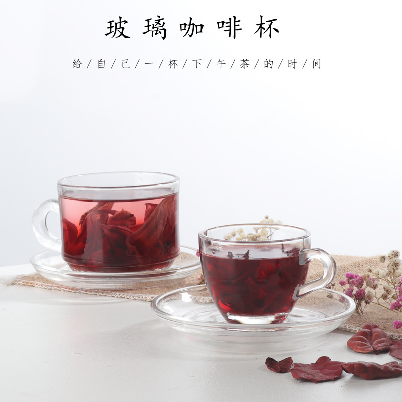 High-transparency glass coffee cups, flower tea cups, latte art milk tea cups, mocha cups, thickened glass cups with handles, hot drink cups full figure