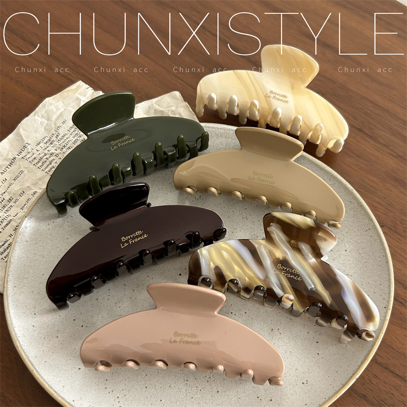 Korean ins Morandi color hair clips, simple acetate gripper, high-end updo, shark clip, elegant clip full figure