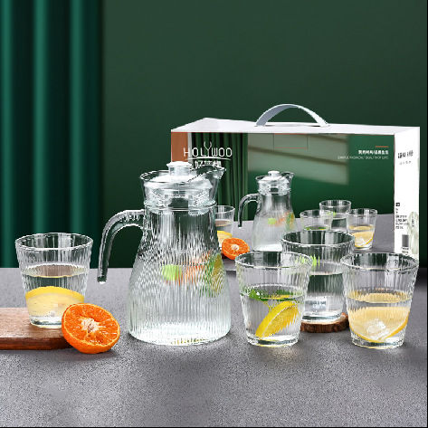 Glass cold water kettle, high-temperature resistant, high-end water ware set, large-capacity water kettle, high-appearance-level glass and water cup gifts details Picture