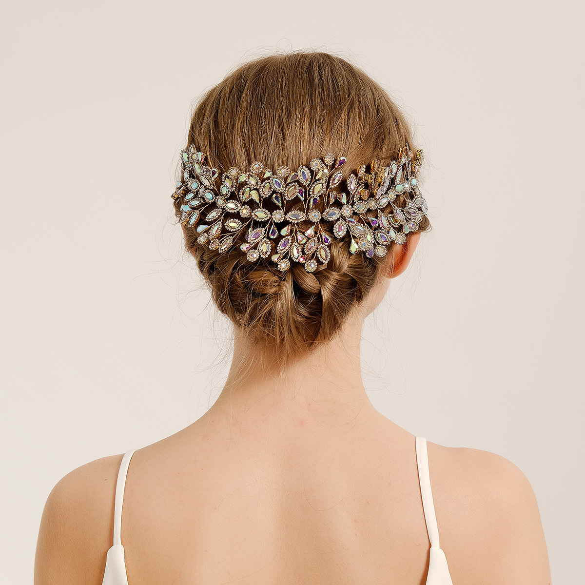 Cross-border hair band for women, luxurious heavy industry water diamond bridal headwear, high-end updo accessory, photo shoot, AB drill bit band details Picture