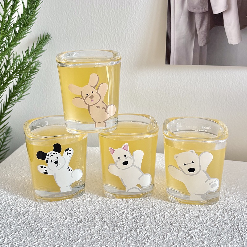 New Year's espresso cup, ounce cup, graduated glass cup, coffee extract, household glass cup, customizable full figure