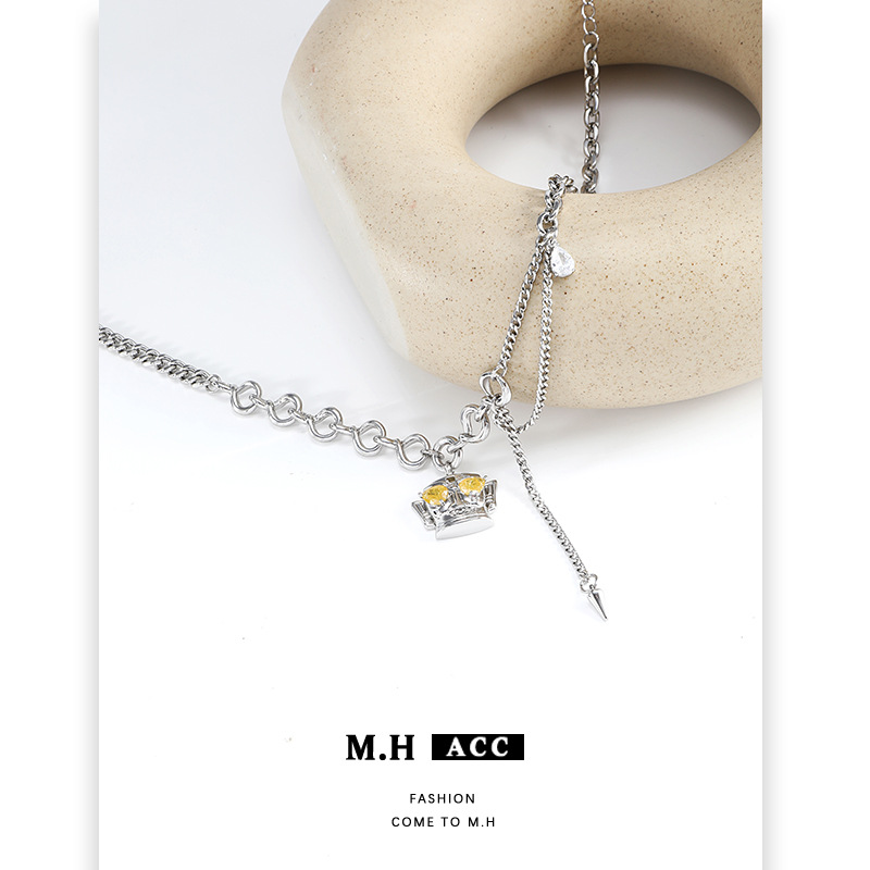 Original golden ice flower zircon necklace that doesn't fade, women's summer high-end collarbone chain new cool style necklace trend Specification drawing