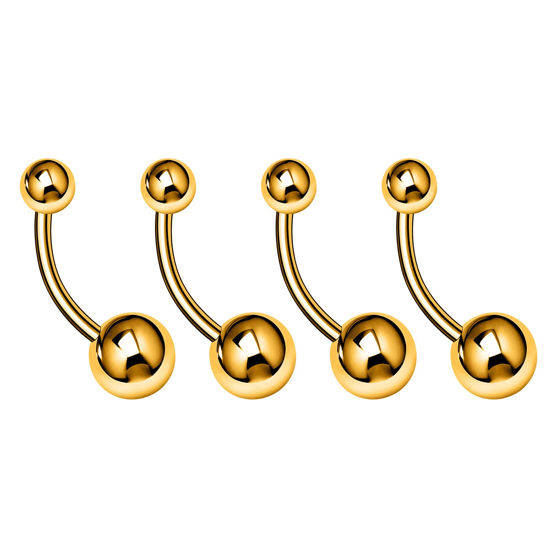 Stainless steel water diamond navel nail, simple curved rod, 14G double ball navel ring, Amazon cross-border e-commerce factory in stock Specification drawing