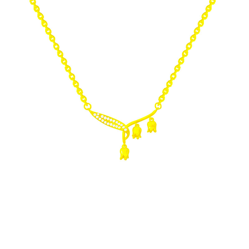 Wholesale of popular 18K gold rose necklace, women's light luxury niche collarbone chain and neck chain, elegant accessories on Douyin Item Picture