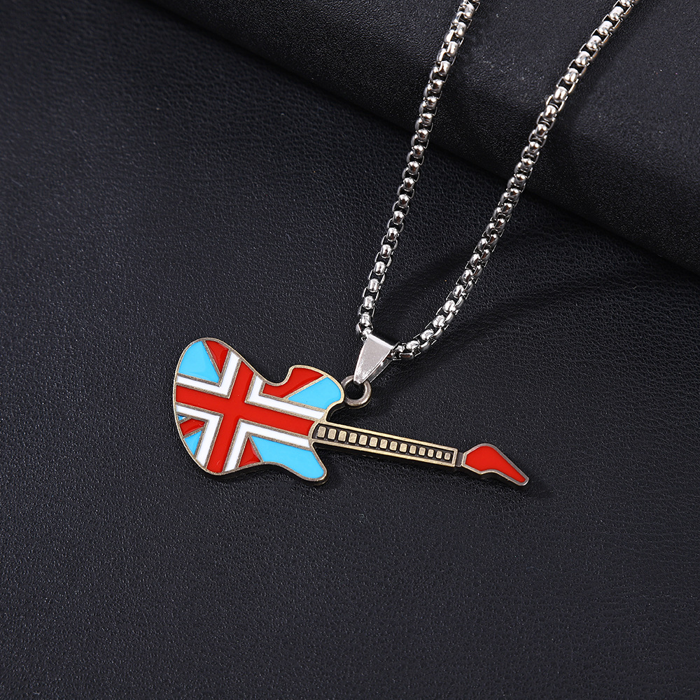 New personalized rock band guitar pendant accessory, a trendy and fashionable cross-color necklace and instrument pendant Application Scenario