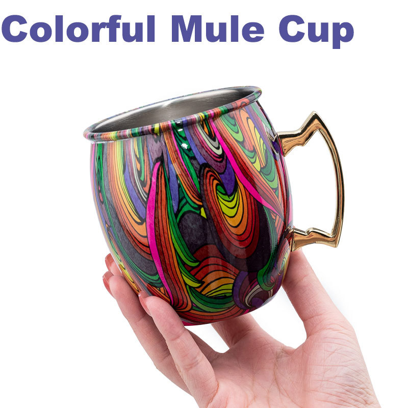Cross-border bestseller Moscow Mule Cup 500ml Colorful Cartoon Cocktail Cold Drink Cup Creative Bar Beer mug full figure