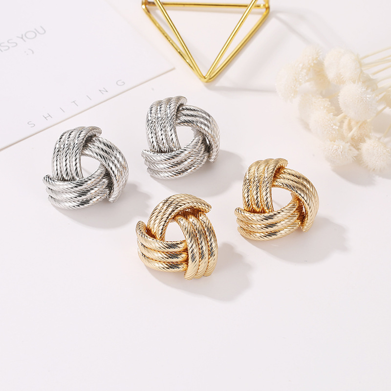 wish New products: Exaggerated European and American earrings, geometric cross alloy patterned stud earrings, fashionable and creative cross-border accessories wholesale details Picture