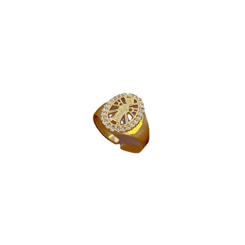 【 Real Gold 】 Cross-border Queen Scythe Ring with Adjustable opening, simple jewelry, Japanese-style ring couple rings Item Picture