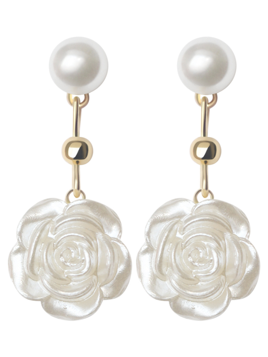 Camellia pearl earrings with a niche design sense, high-end stud earrings, new trendy and unique flower earrings for women in the autumn of 2025 Item Picture