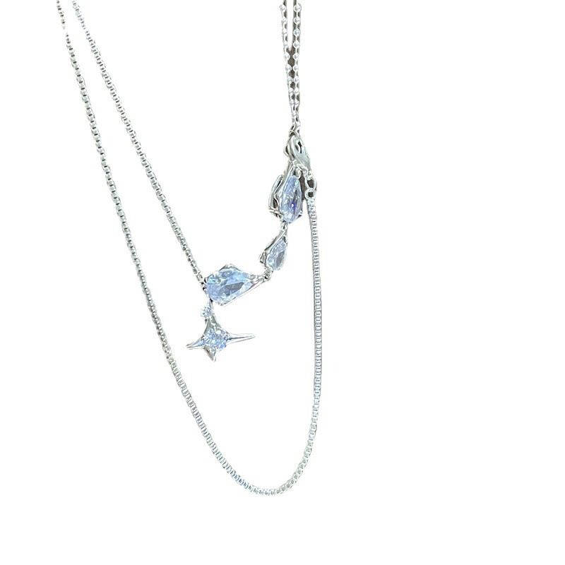 "Galaxy Tilt" Zircon water drop Light Luxury Niche Design necklace gift for women design neckchain collarbone chain Item Picture