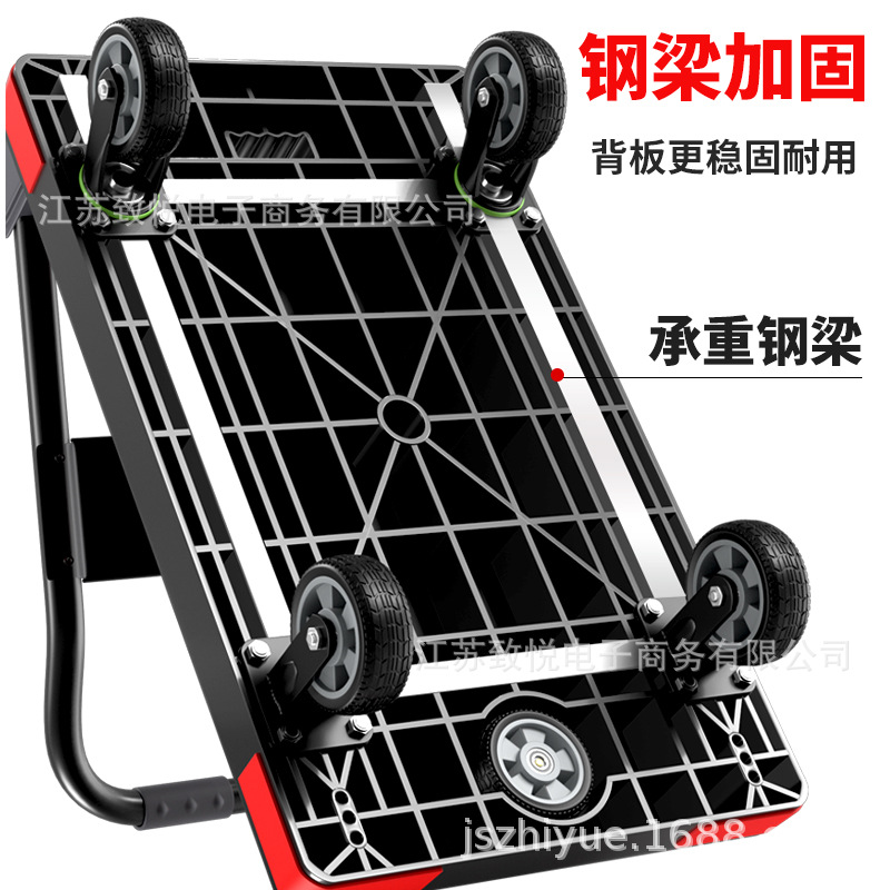 Anti-collision cargo trolley, folding handcart with spare tire, transporter, portable silent flatbed trolley, shopping cart Application Scenario
