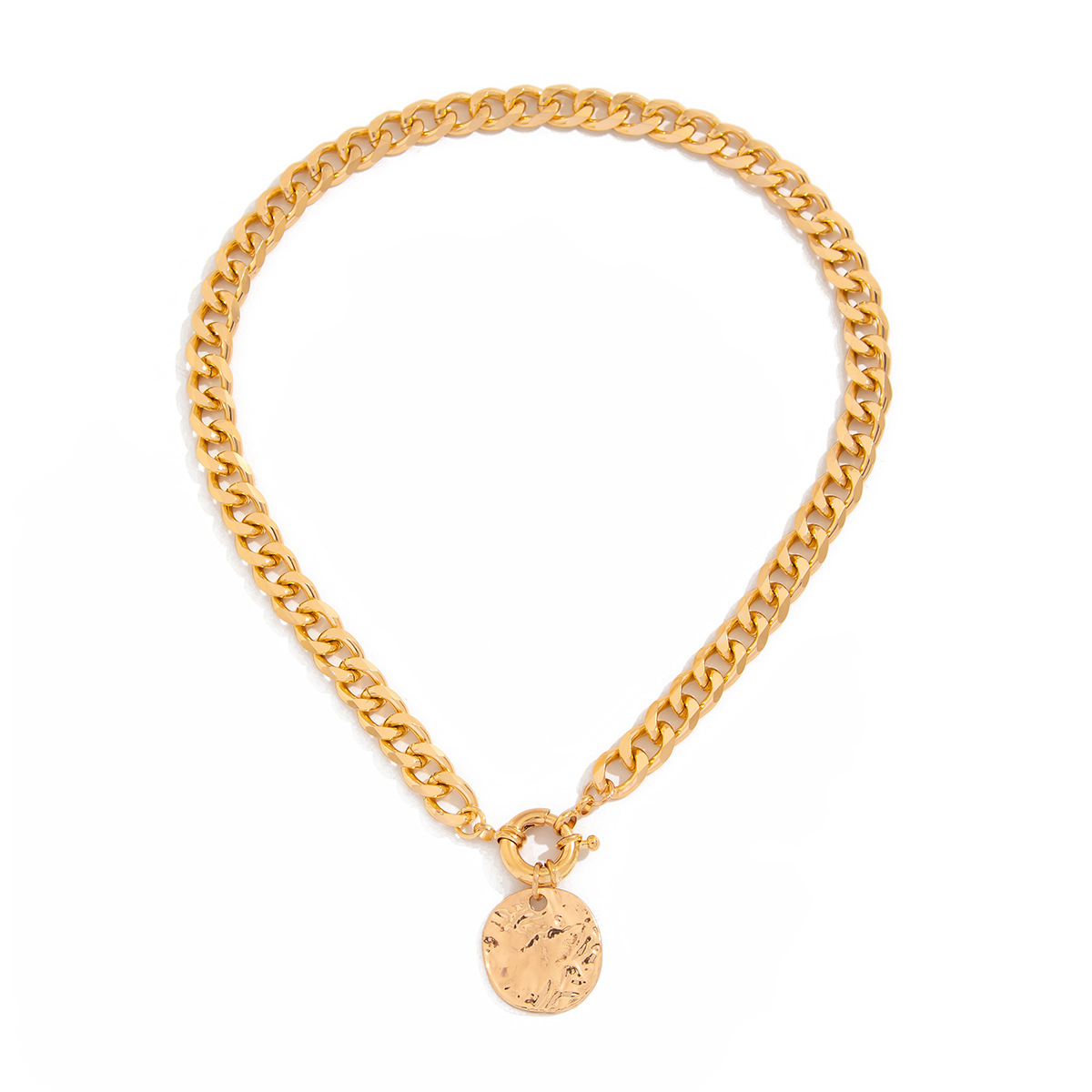 European and American cross-border accessories hip-hop style irregular round plate spring Necklace personality alloy Necklace new style Item Picture