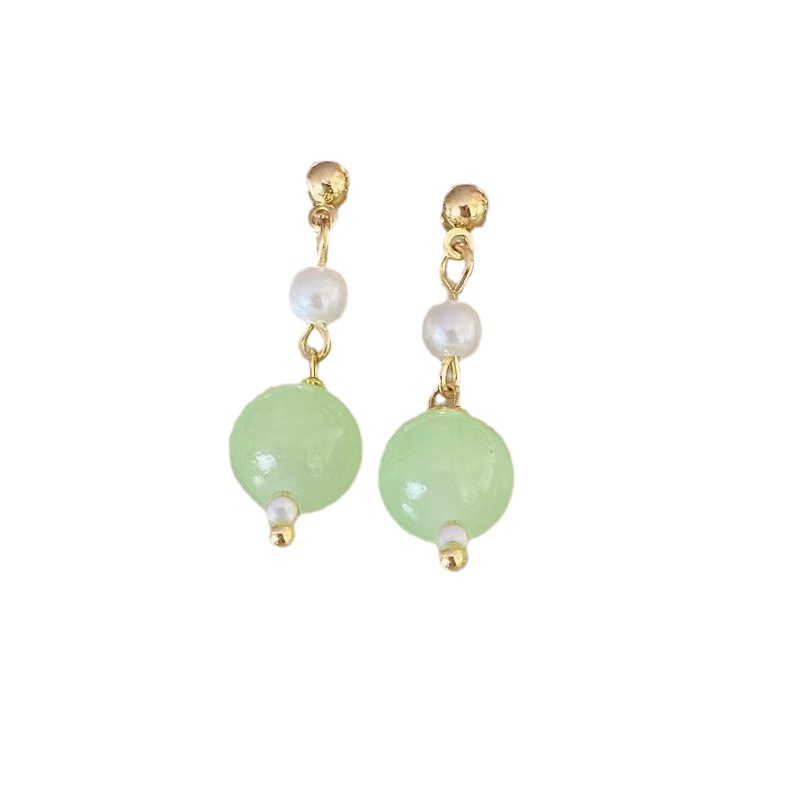Chinese-style pearl anti-jade Hetian jade earrings, cheongsam classical jade ear studs, Hanfu earrings, ancient costume earrings Item Picture