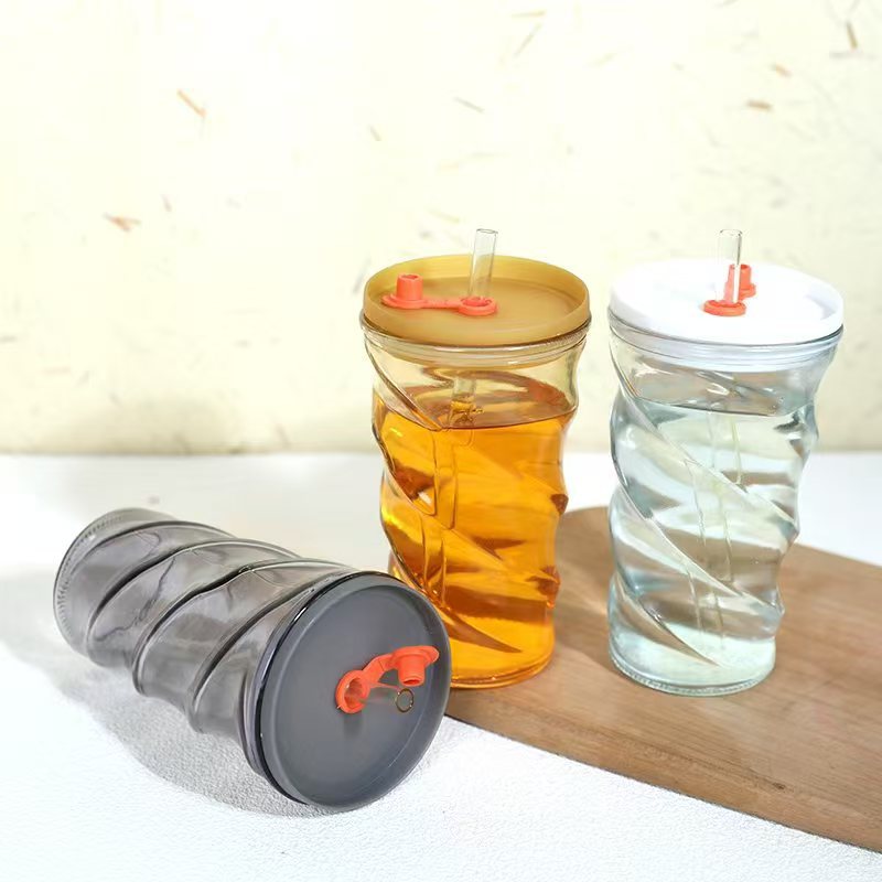 High borosilicate glass caterpillar cup, milk tea coffee cup, cute spiral corrugated glass cup, ring cup, simple water cup Application Scenario