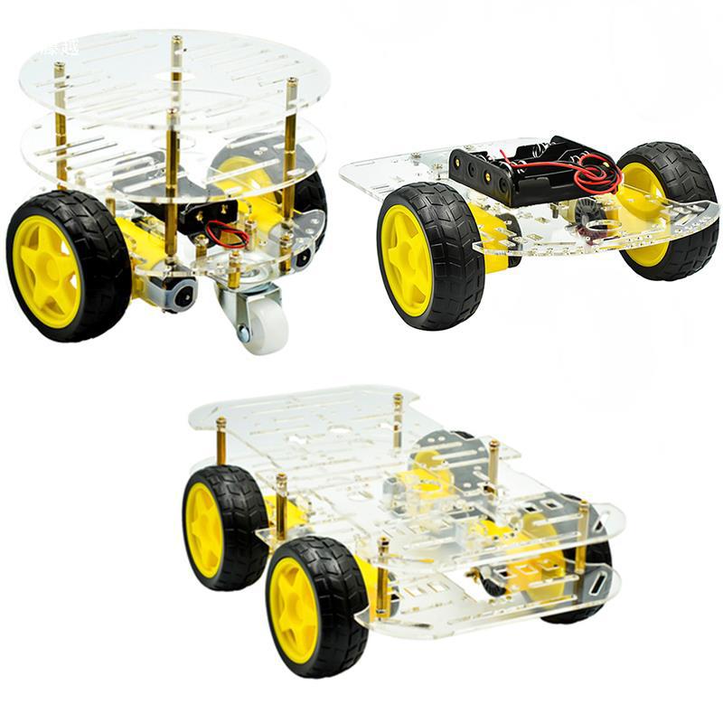 Electric Racing car kit, McNamm wheel, four-wheel robot, acrylic base plate, 2-wheel 4-track car Item Picture