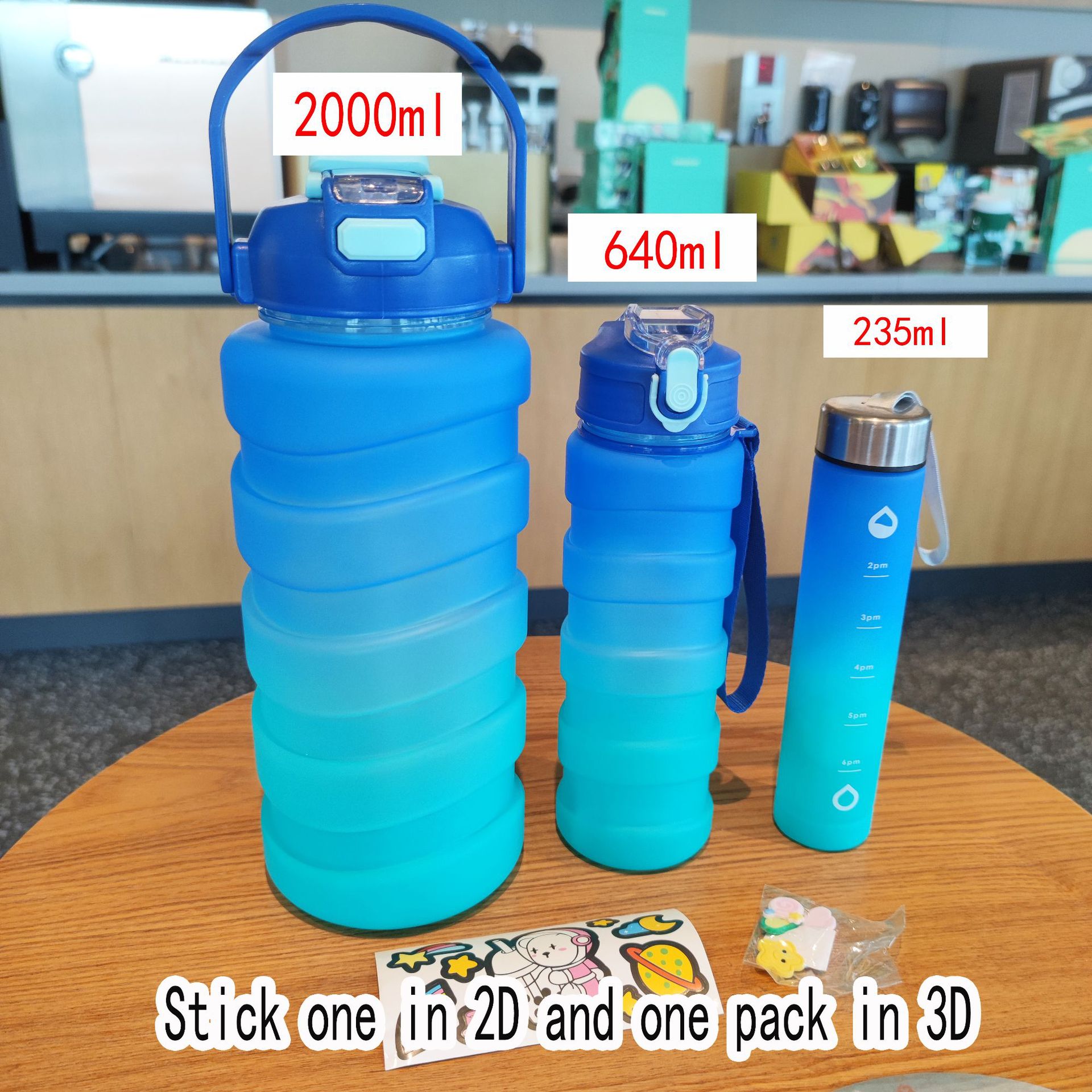 Gradient color bouncing lid foreign trade Amazon cross-border e-commerce double-drinking large-capacity three-piece set straw cup plastic cup Application Scenario