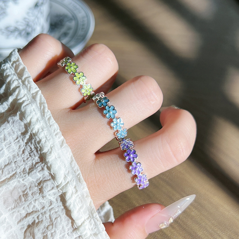 Cross-border bestseller Summer dopamine flower ring, a niche design for women, light luxury, sweet, exquisite, simple and versatile ring full figure