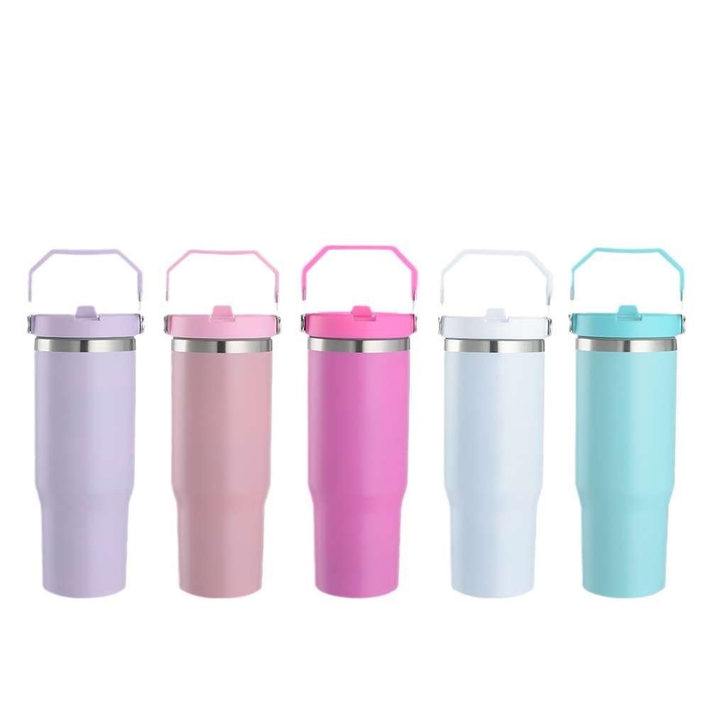 Wholesale of cross-border 30OZ thermal sublimation insulated cups, hand-held car cups, stainless steel straw cups, cold preservation ice cups Item Picture