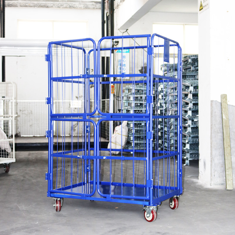 Folding logistics trolley, steel bar warehouse mobile disassembly and assembly express sorting frame cage turnover trolley, warehouse trolley cage trolley details Picture