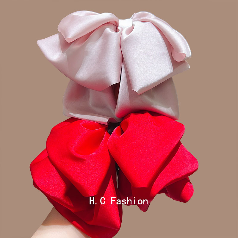 2025 New style headwear clips, French girl solid color bow hair clips, high-end low ponytail hair clips, hair accessories Specification drawing