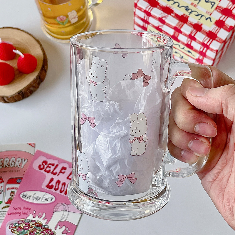 Bolimei ice Tea Cup, Glass Milk Cup, Girlish Heart Water Cup, Glass Cup, large-capacity drinking cup Specification drawing