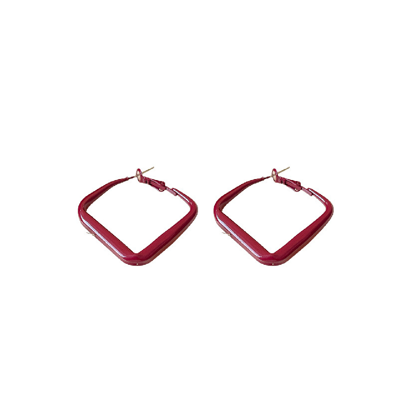 Ankela red square geometric earrings, European and American fashion high-end ear rings, Hong Kong style retro earrings wholesale Item Picture