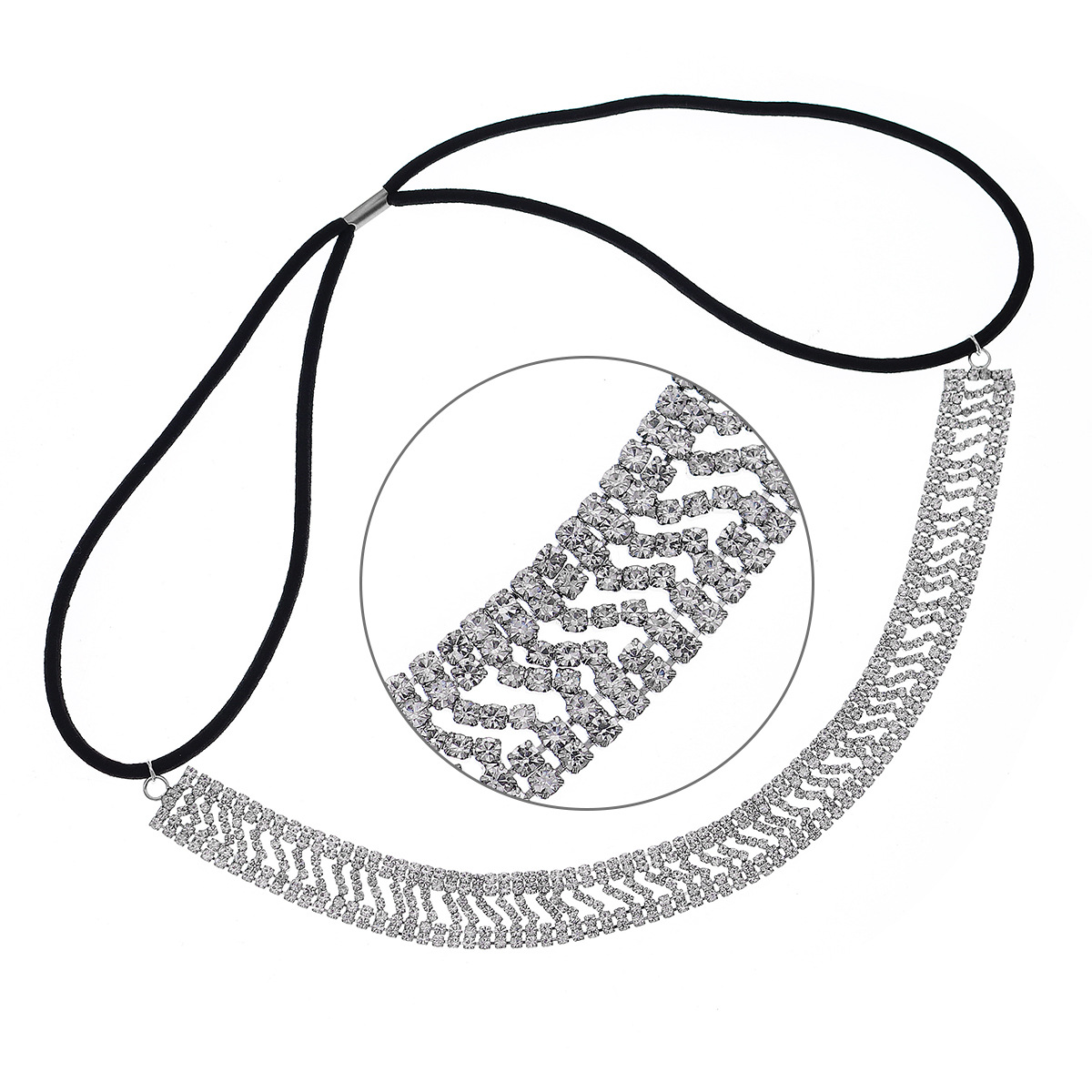 European and American retro fashion hair accessories, versatile for brides, wedding gowns and evening gowns, full diamond compression headband, light luxury water diamond elastic hair band Item Picture