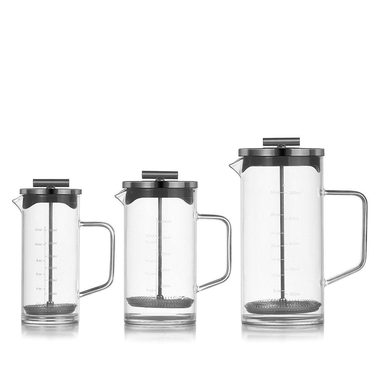 Thick-bottomed coffee pot, high borosilicate glass press coffee pot, coffee brewing equipment. Press coffee pot, tea can be brewed, sharing pot Item Picture