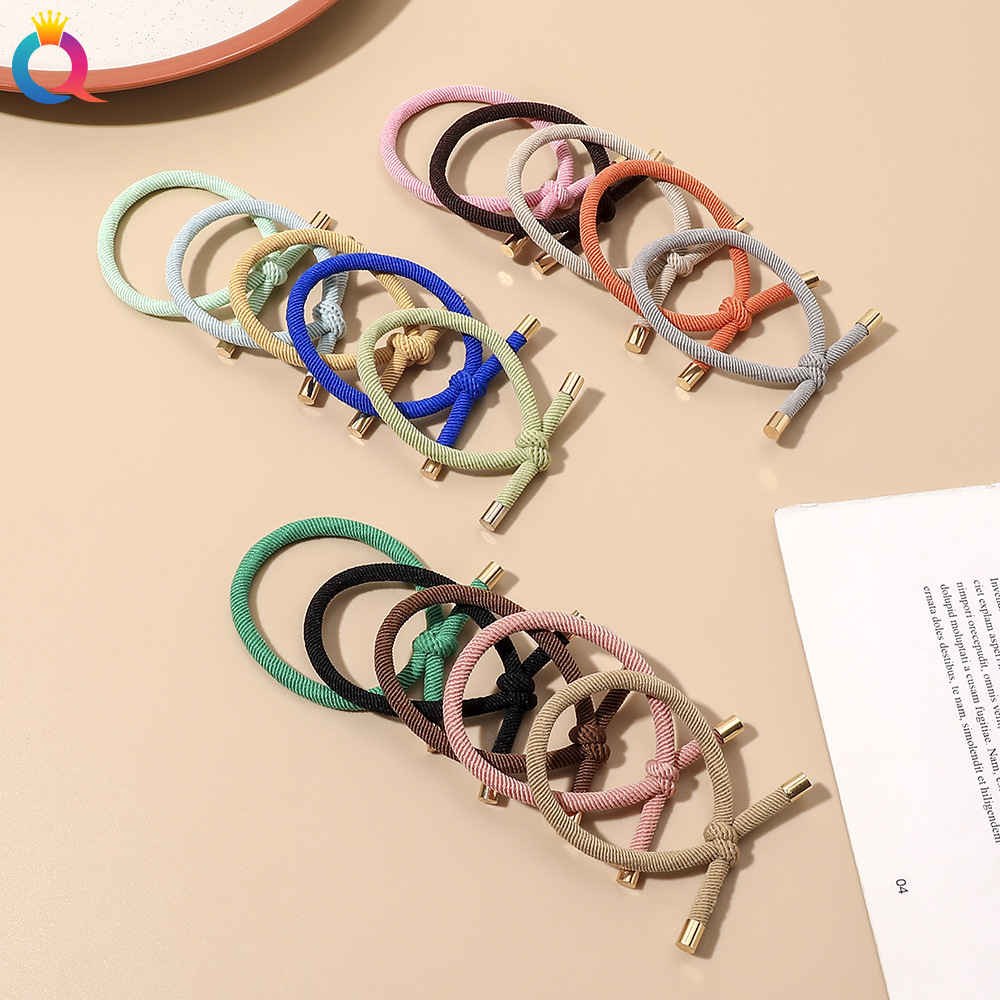 Qiyue Korean version threaded knotted hair tie, simple hair band, high elasticity rubber band, ins high appearance level hair tie, hair accessory full figure