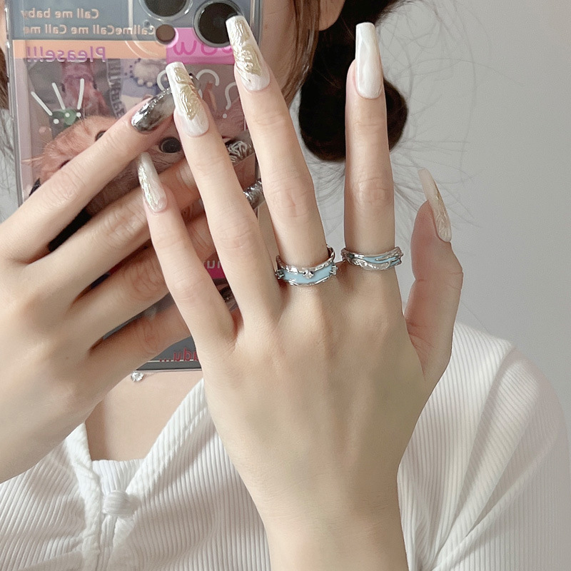 The texture enamel drop glaze is a niche design with a high-end feel. It's a trendy 2022 new style index finger ring for women with an open adjustment Specification drawing