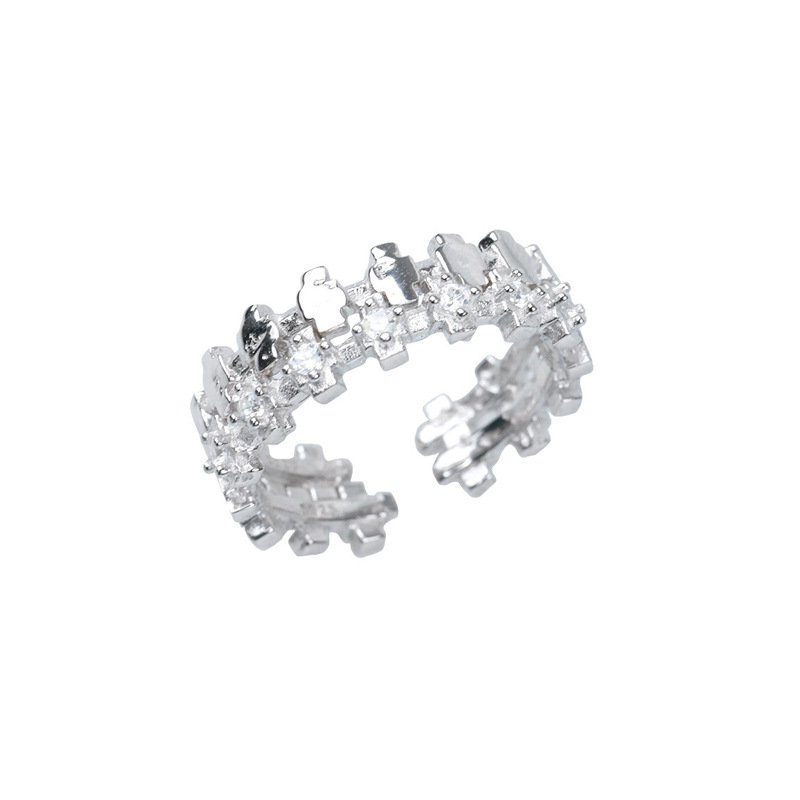 Simple and individual, layered gear opening ring, women's niche design, cross, high-end feel, ins cold style ring Item Picture