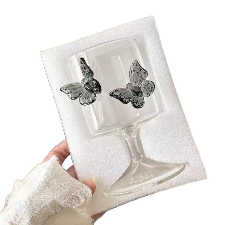 Butterfly highball glass, girls' champagne glass, high boron glass, household high-appearation-level cocktail glass, juice cocktail glass Item Picture
