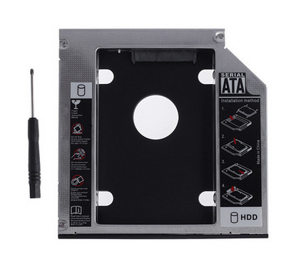 The thickness of the SATA serial port notebook optical drive bay is a 2.5-inch all-aluminum alloy hard drive bracket with a thickness of 12.7/9.5mm Application Scenario