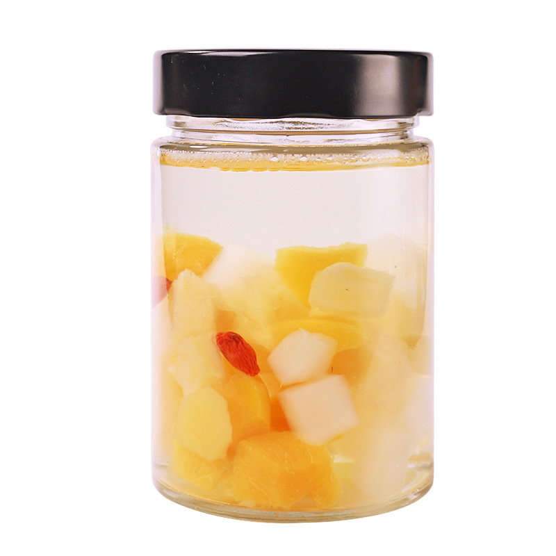 Round honey bottle, glass bottle, sealed jar, chili sauce bottle, jam bottle, tin bottle, empty bottle, storage jar with lid Item Picture