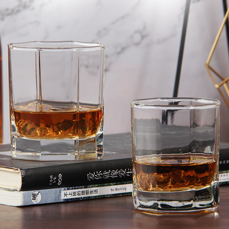 Wholesale of green apple octagonal glass cups, whisky cups, beer cups, juice cups, beverage cups and water cups with logo printing Item Picture