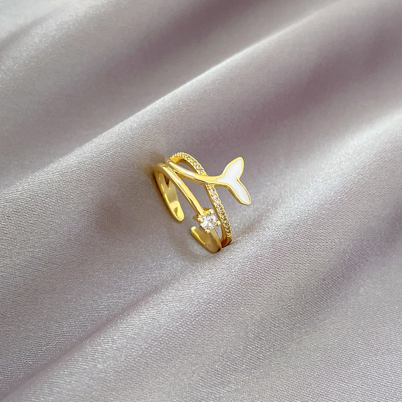 【 Real Gold 】 Mermaid Tail Fashion ring with adjustable opening, simple jewelry, Japanese-style ring couple rings Specification drawing