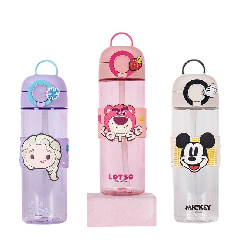 New children's tritan plastic water cup with a high level of appearance, featuring a cartoon figurine with a carrying ring, three-dimensional stickers, and a princess collaboration Item Picture