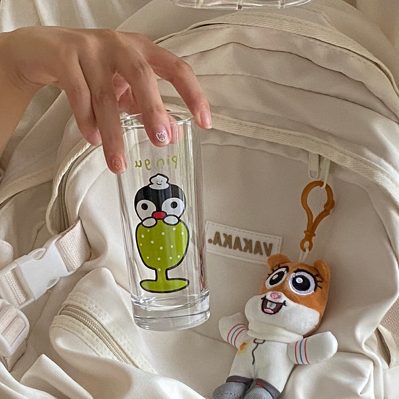 Homemade retro and Chinese-style cute penguin glass cups, cool melon soda glass cups, water cups and juice cups Specification drawing