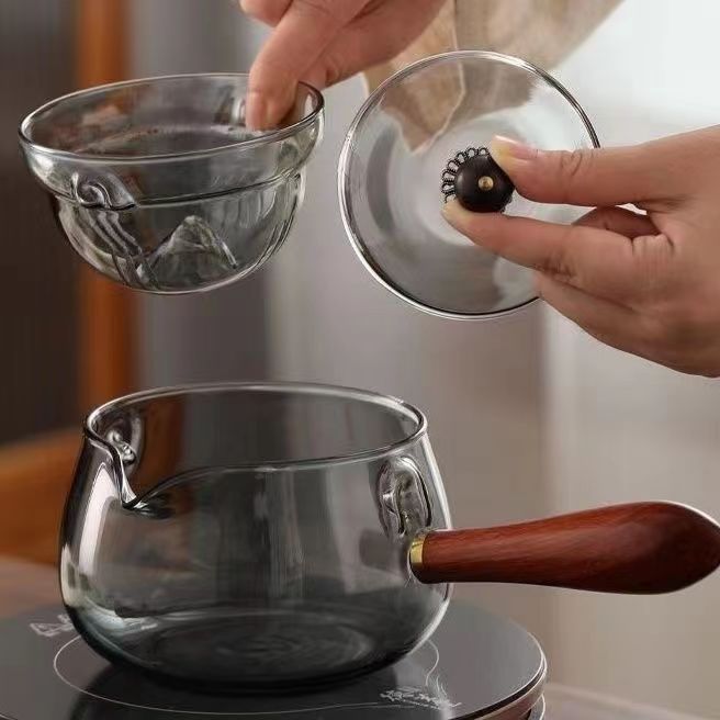 High borosilicate glass teapot, 360-degree rotating fair cup, tea brewing teapot, household tea brewing teapot, tea water free and easy teapot set details Picture