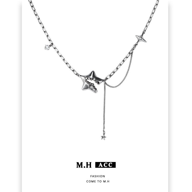 Original Star Connection necklace for women, light luxury, niche design, high-end sense, trendy, sweet, cool and individual collarbone chain wholesale full figure
