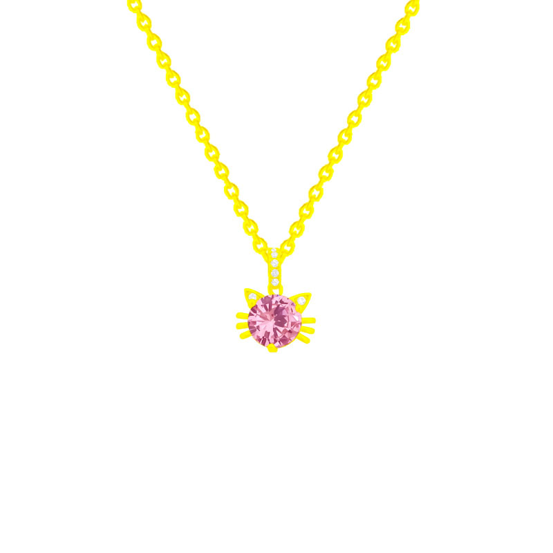 New pink cat necklace with a niche ins style design, versatile pendant, cute cartoon collarbone chain, and Yiwu accessories Item Picture