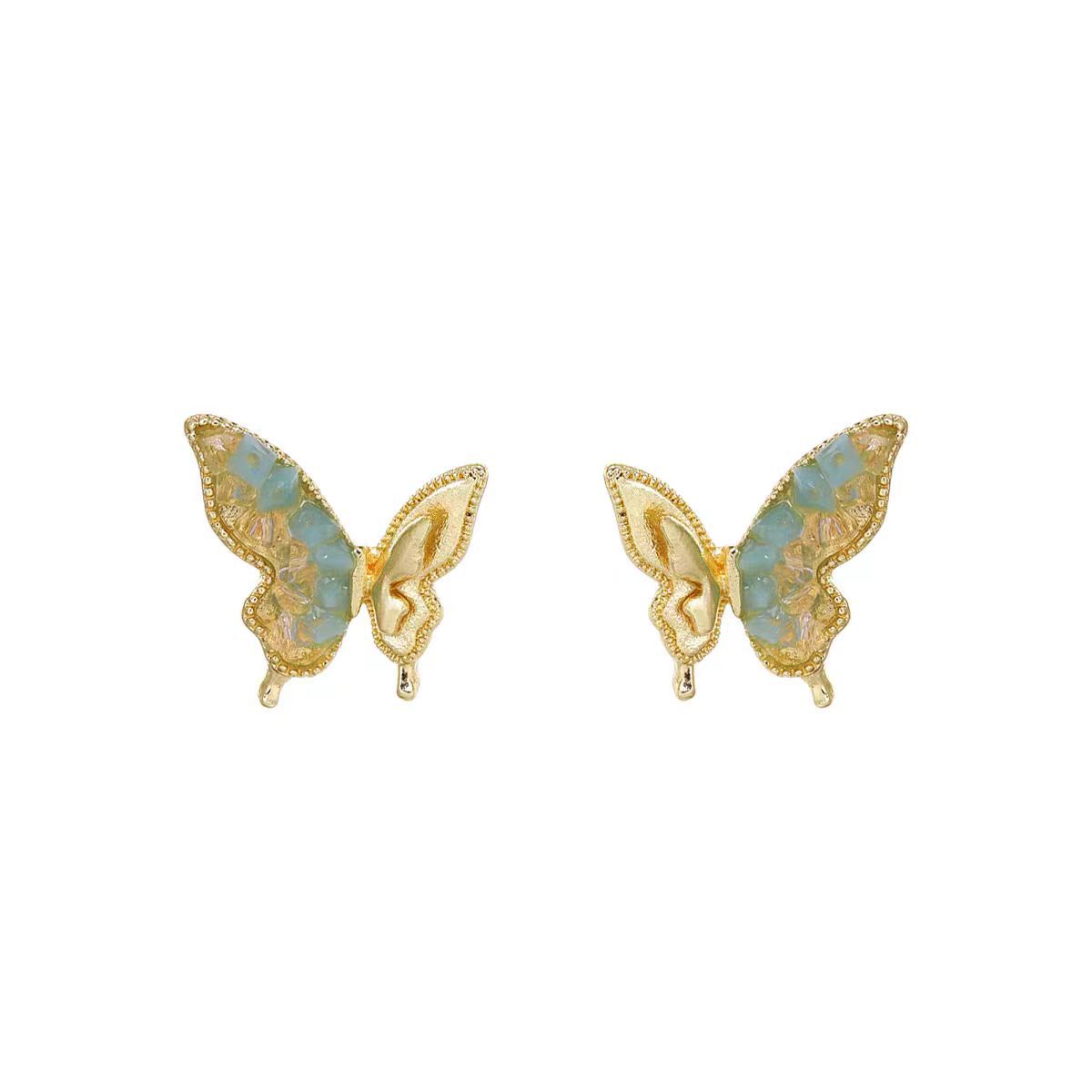 Gradient crystal butterfly stud earrings, forest-style fresh and delicate earrings, a new bestsellers in 2025, retro earrings, and elegant earrings Item Picture