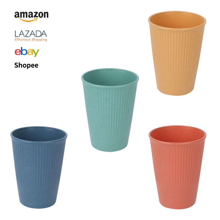 Amazon vertical pattern water cup, wheat pp cup, cross-border household simple mouthwash cup, anti-drop water cup, plastic cup wholesale full figure